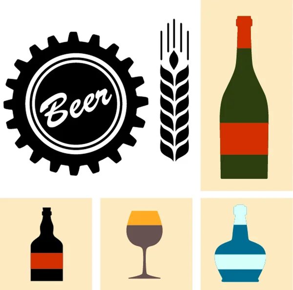 Cerveza icono vector colección — Archivo Imágenes Vectoriales