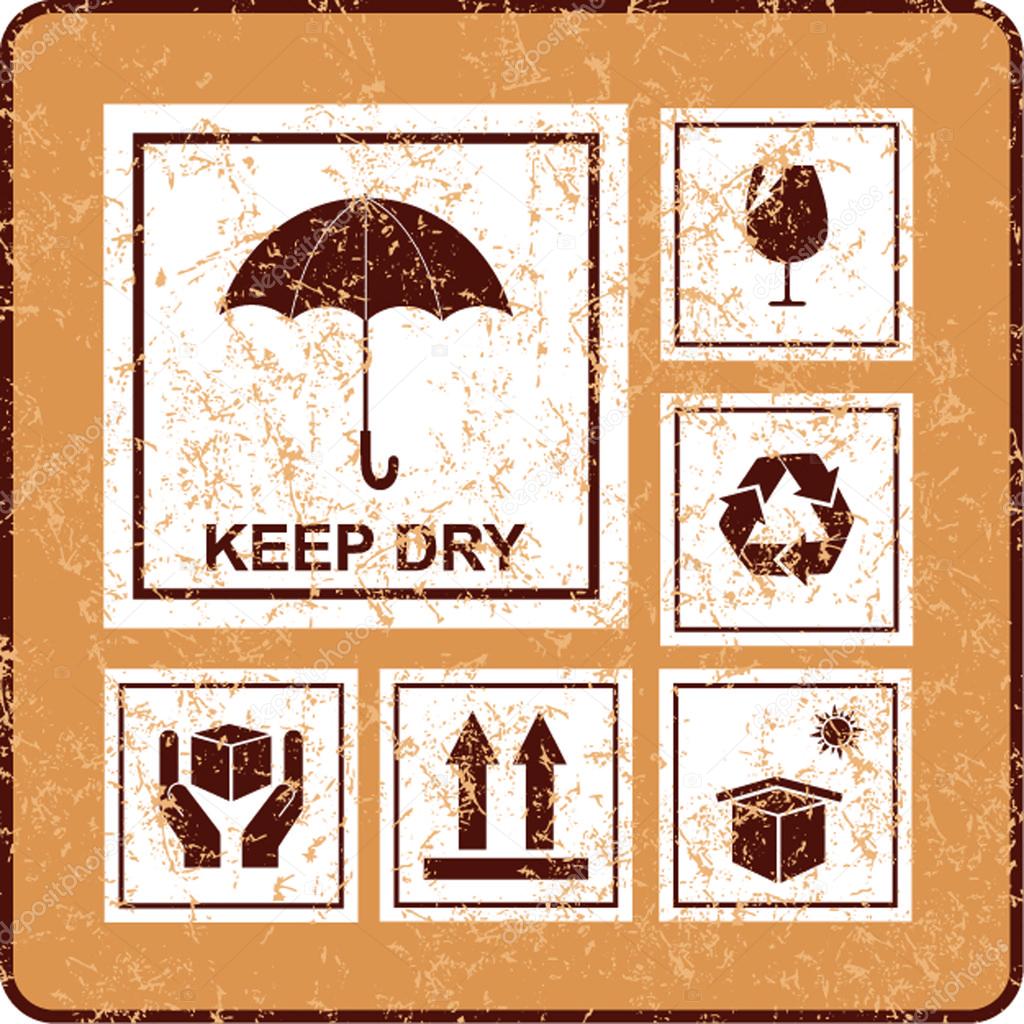 Keep dry symbol on cardboard