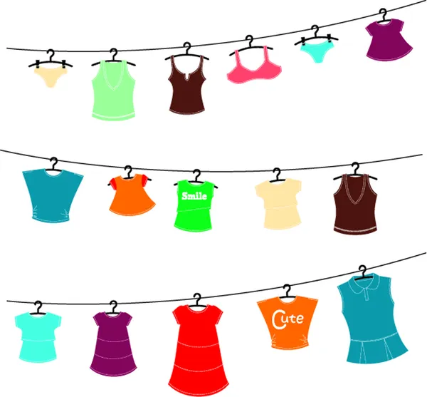 Clothes on washing line — Stock Vector