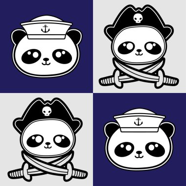 sevimli küçük panda denizciler ve korsan