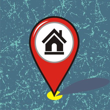 harita göstergesi ile ev simgesini. vektör çizim
