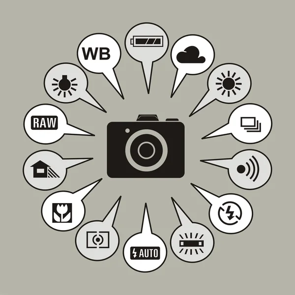 Иконки и символы экрана камеры — стоковый вектор