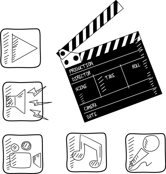 Conjunto de películas aplaudiendo. ilustración vectorial — Vector de stock