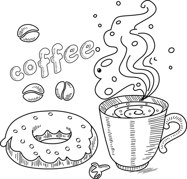 Vektor doodle kopp kaffe med kaka — Stock vektor