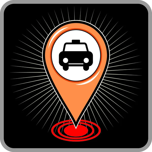 Map pointer with taxi icon. Vector illustration — Stock Vector