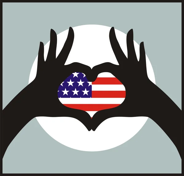 Флаг США в сердце рукой — стоковый вектор
