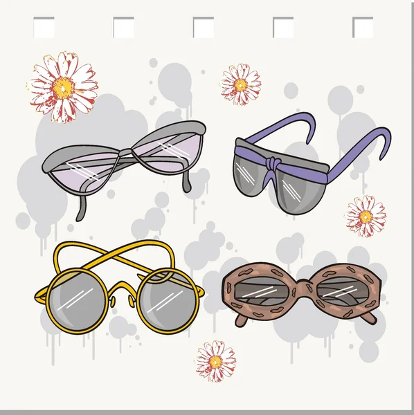 Belleza y gafas de sol. Vector — Vector de stock