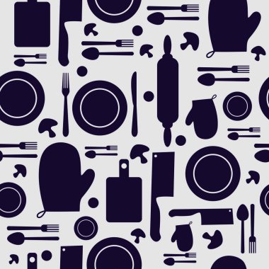 Dikişsiz mutfak araç koleksiyonu - siluet vektör