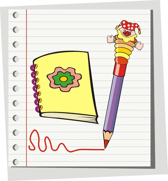 Cuaderno con lápiz . — Archivo Imágenes Vectoriales