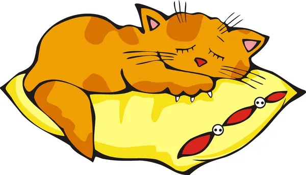 Спляча кошеня з подушкою — стоковий вектор