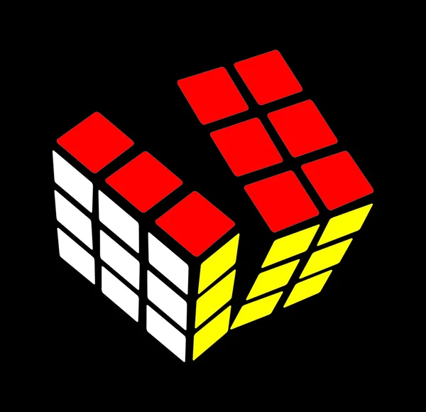 Illustration of cube assembling from blocks — Stock Vector