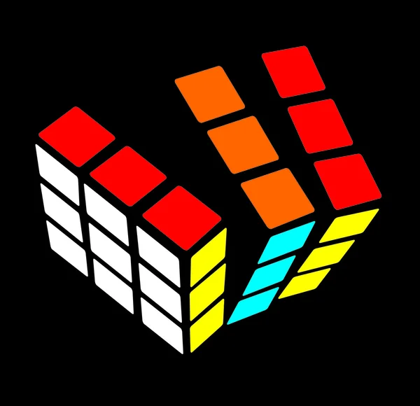 Ilustración del montaje del cubo a partir de bloques — Vector de stock