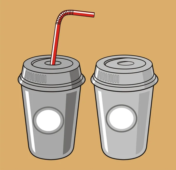 Ilustración vectorial de taza de soda, paja — Vector de stock