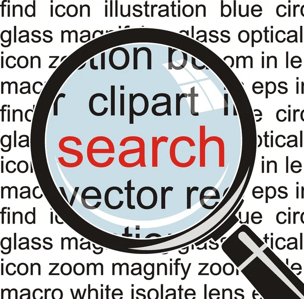 SEARCH. Magnifying glass on background — Stock Vector