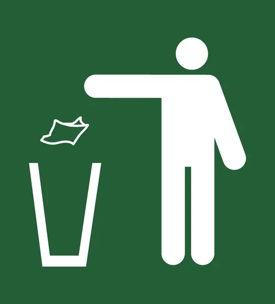 Фигура человека, выбрасывающего мусор в мусорное ведро — стоковый вектор