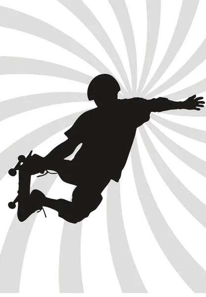 Silhouette skateboarder vettoriali — Vettoriale Stock