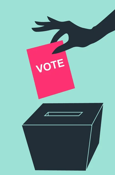 Χέρι με ψηφοφορία ψηφοφορίας και πλαίσιο σε γκρι φόντο — Διανυσματικό Αρχείο