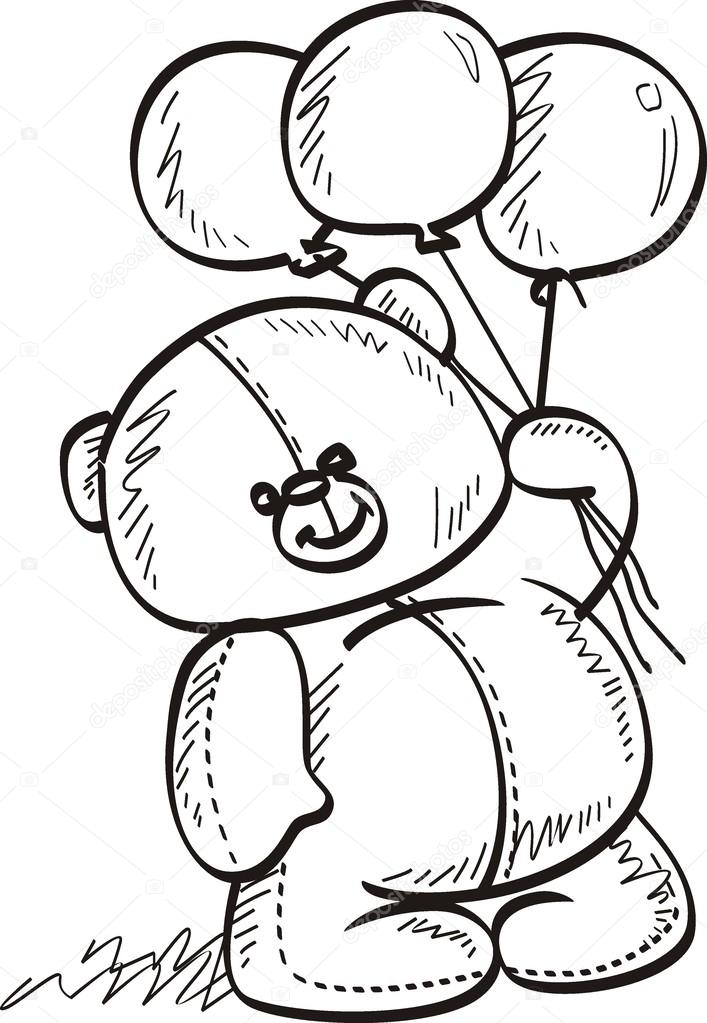 teddy bear holding balloon
