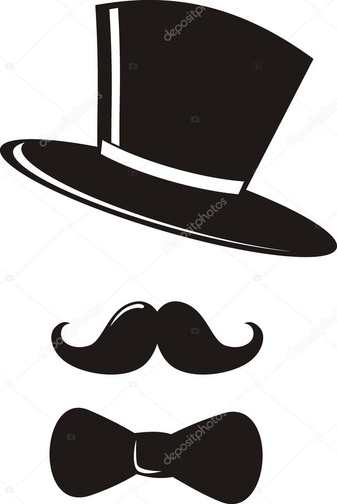 Retro Party set - bow tie, hat and mustaches