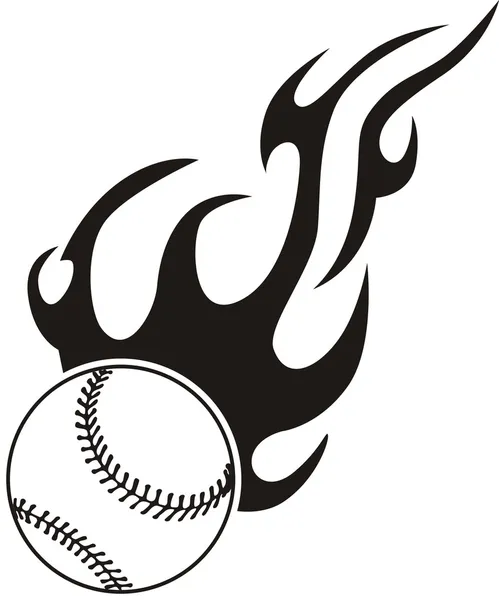 Baseball mit Flammendesign-Elementen — Stockvektor