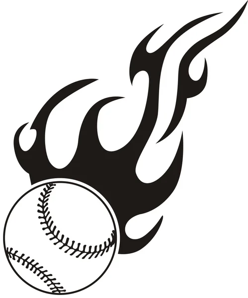 炎のデザイン要素を備えた野球 — ストックベクタ