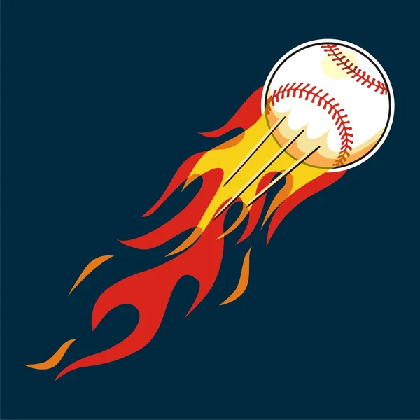 Baseball with flame design elements — Stock Vector