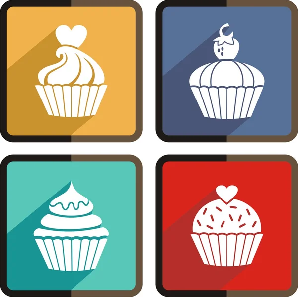 Cupcakes vectoriels plats — Image vectorielle