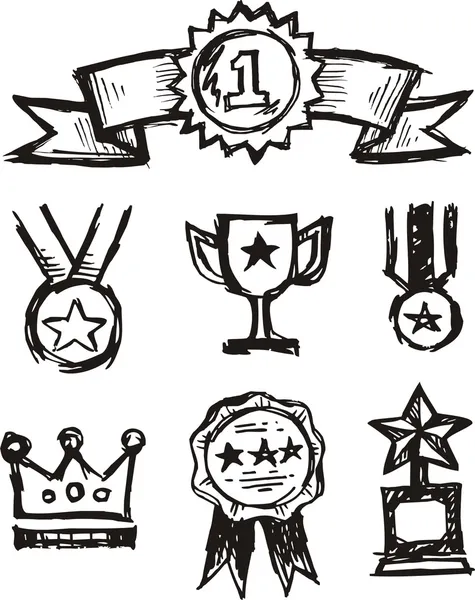 Icono del premio en estilo doodle — Archivo Imágenes Vectoriales