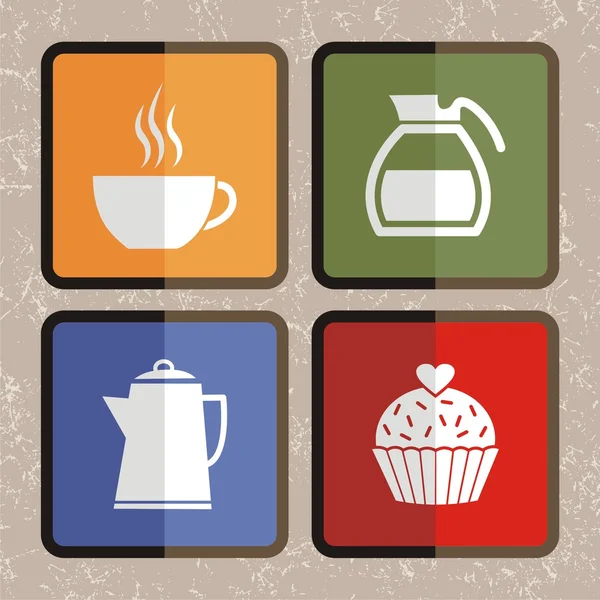 Set café en estilo de diseño plano — Vector de stock