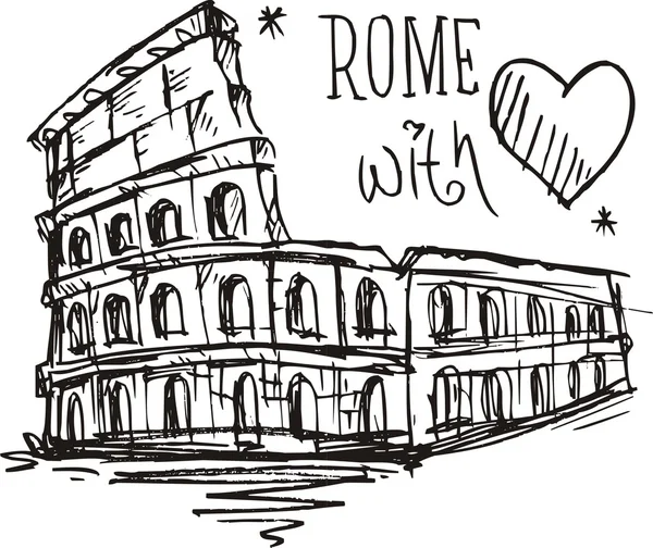 Croquis Colisée à Rome, Italie — Image vectorielle