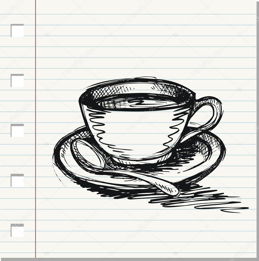 Coffee mug in doodle art style