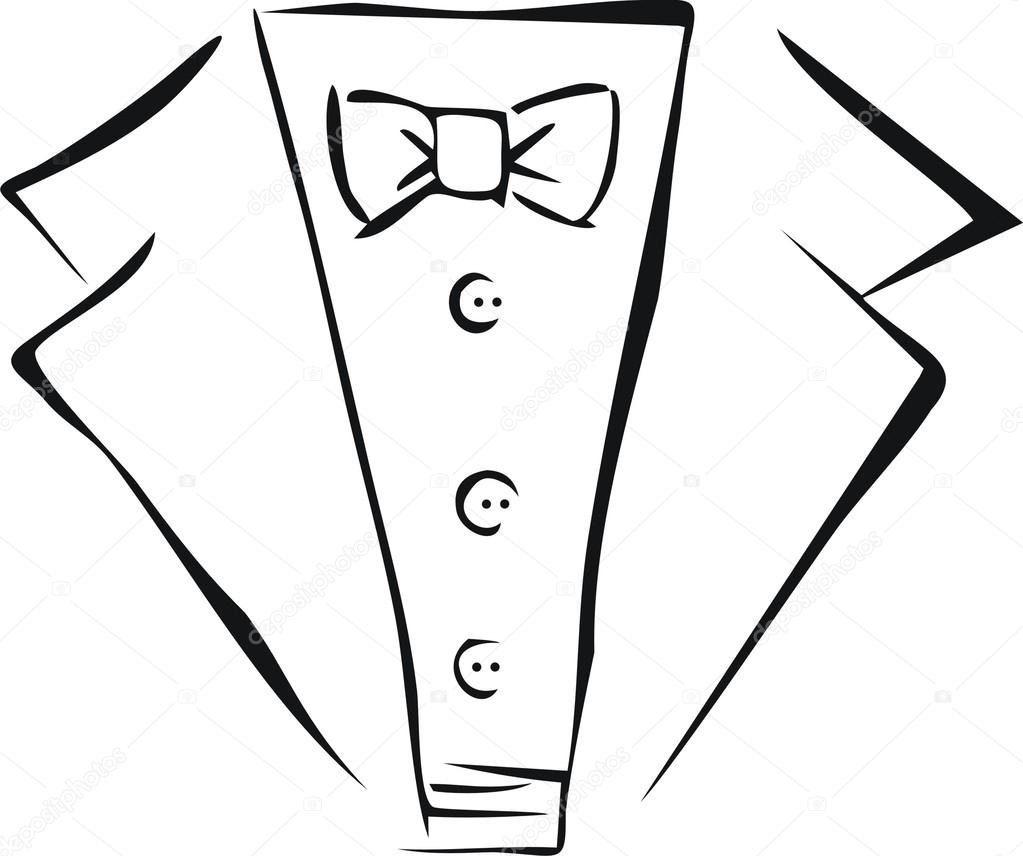 Vector tuxedo with bow tie. doodle style