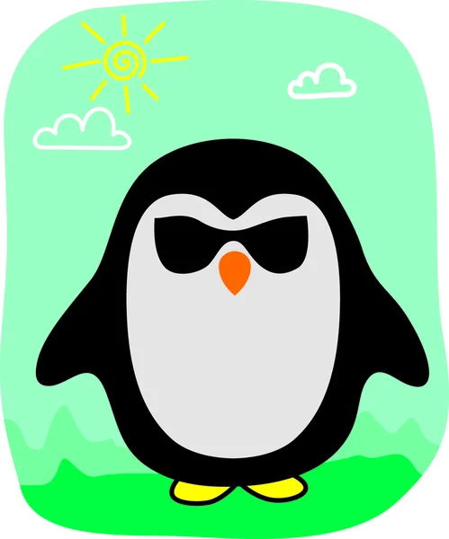 Pingüino en gafas de sol — Vector de stock