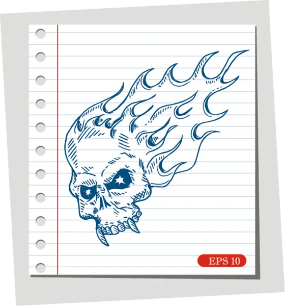 Sketch Skull with flame — Stock Vector
