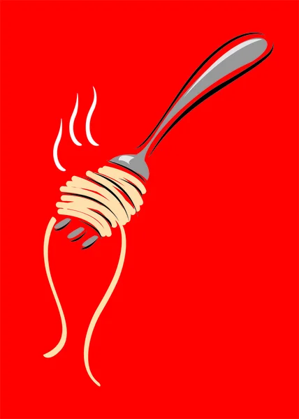 Spaghetti on fork — Stock Vector