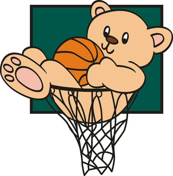 Αρκουδάκι με μπάσκετ — Διανυσματικό Αρχείο