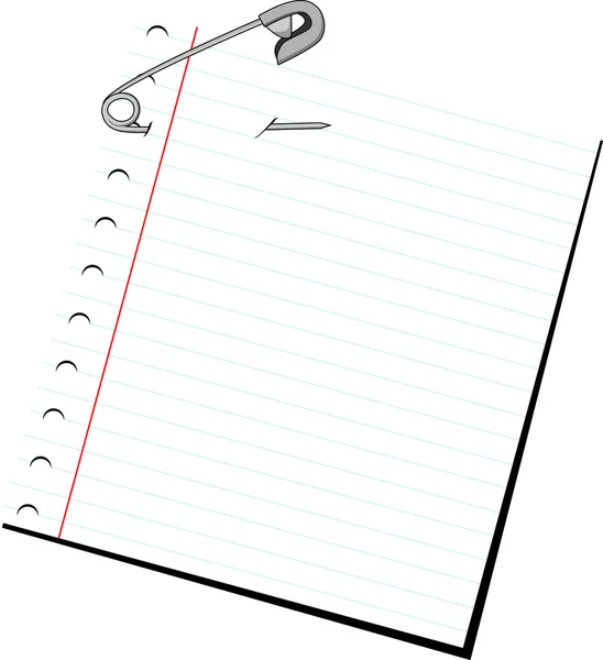 Note papier avec goupille de sécurité — Image vectorielle