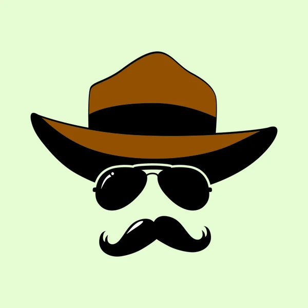 Gafas de sol, bigotes, sombrero — Vector de stock