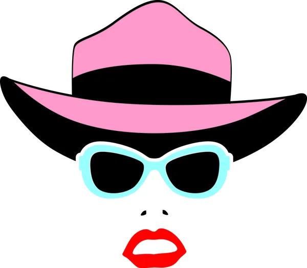 Sunglasses, lips, mustaches, hat — Stock Vector