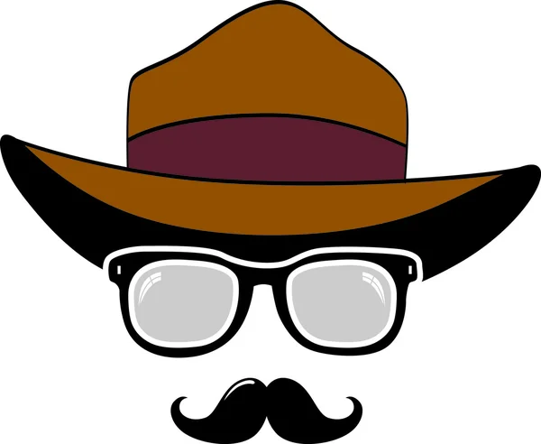 Sunglasses, mustaches, hat — Stock Vector