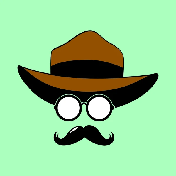 Sunglasses, mustaches, hat — Stock Vector