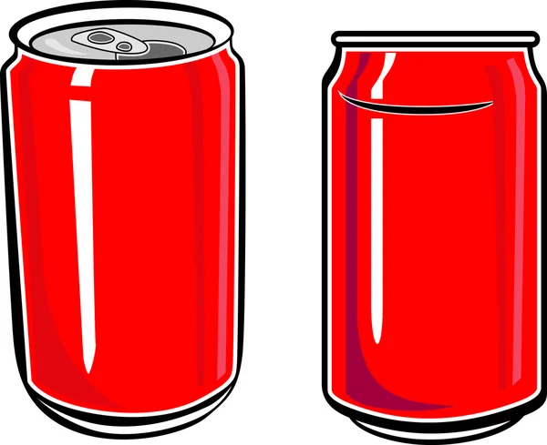 Two Red Aluminum Can — Stock Vector