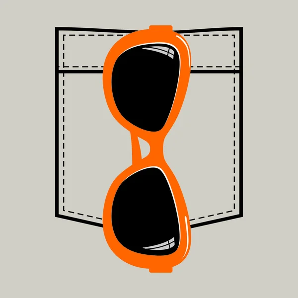 Bolsillo camisa con gafas de sol — Vector de stock