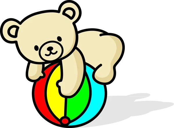 Teddy bear, spelen bal — Stockvector