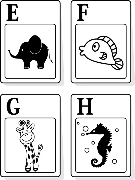 Alphabet Tiere von e bis h — Stockvektor