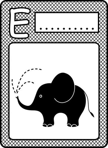 Letter E-Elephant — Stock Vector