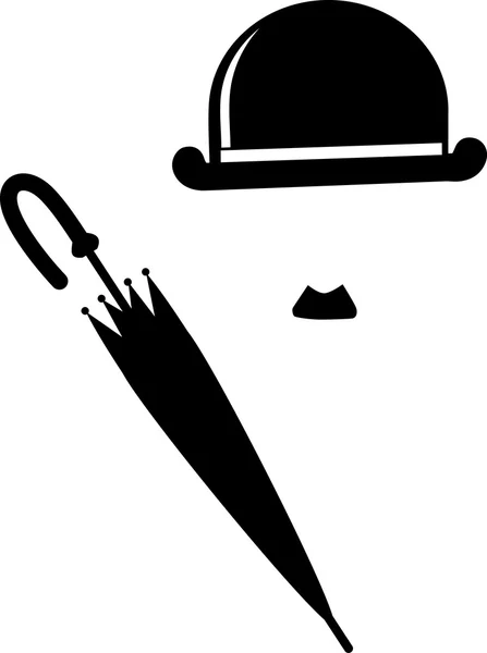 Chapeau, moustachs & parapluie rétro — Image vectorielle