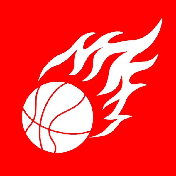 Balle de basket et flamme — Image vectorielle