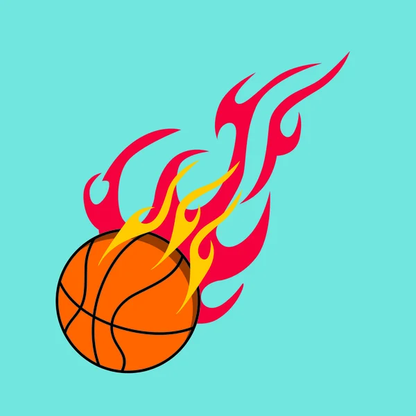 Balle de basket et flamme — Image vectorielle