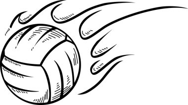 Volleyball ball with flame clipart